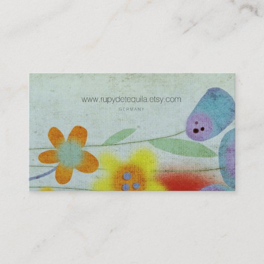 Vintage handgefertigte Blume Visitenkarte (Vorderseite)