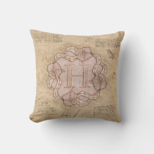 Vintage handgefertigte Letter H Word Art Pink Gold Kissen