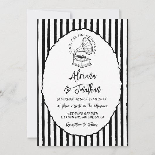 Vintage handgemalte Hochzeit Einladung (Vorderseite)