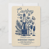 Vintage handgeschriebene Schrift Zeichnend 30. Geb Einladung (Vorderseite)