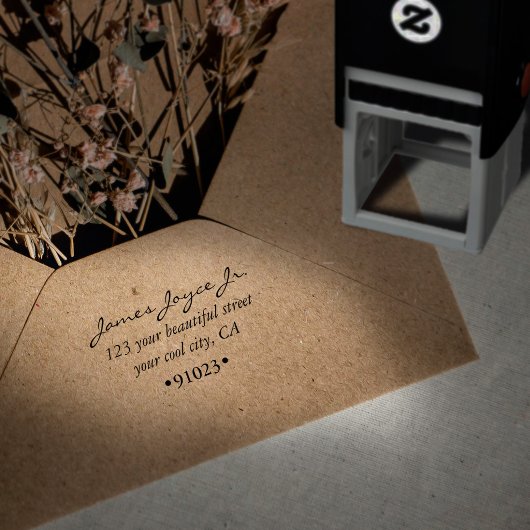 Vintage handgeschriebene stylische Rücksendeadress Permastempel