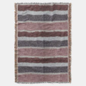 Vintage handgestrickte braune Streifen Decke (Vorderseite Vertikal)