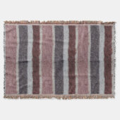 Vintage handgestrickte braune Streifen Decke (Vorderseite)