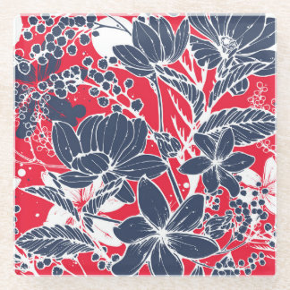 Vintage handGezeichnet Blume, elegantes Muster. Glasuntersetzer