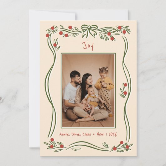 Vintage handGezeichnet Bow Frame Foto Weihnachten (Vorderseite)