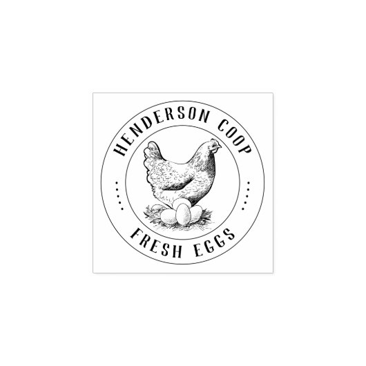 Vintage handgezeichnet Hühnerillustration Frische Gummistempel (Prägung)