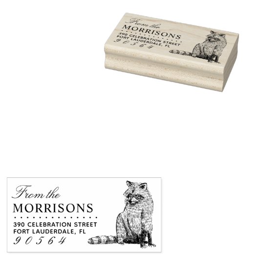 Vintage handgezeichnet Raccoon Name Rücksendeadres Gummistempel (Stempel)