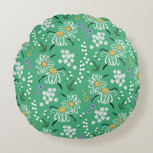 Vintage handgezeichnet Retro-niedliche Blume und P Rundes Kissen