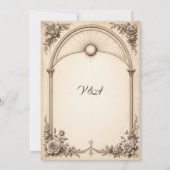 Vintage handGezeichnet Rose Einladung zur Hochzeit (Rückseite)