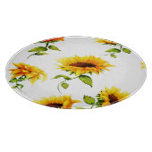 Vintage handGezeichnet Sonnenblumenwasserfarbe Schneidebrett (Ecke)