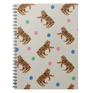 Vintage handgezeichnet Tiger und farbenfrohe Polka Notizblock
