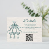 Vintage handgezeichnete Aquamarine Champagner Hoch Begleitkarte (Stehend Vorderseite)