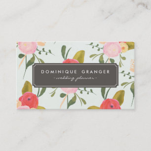 Vintage handgezeichnete Blumen Visitenkarte