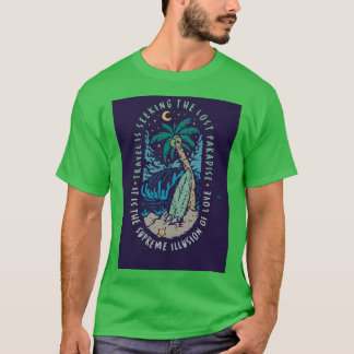 Vintage, handgezeichnete Darstellung des Strandsur T-Shirt