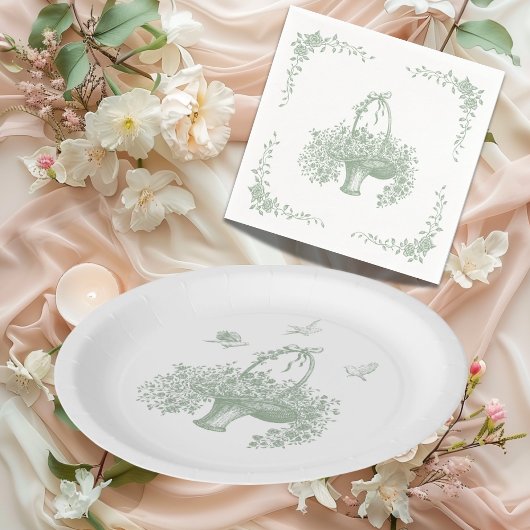 Vintage, handgezeichnete Grünanlage Elegant Pappteller