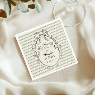 Vintage handgezeichnete Schwanenstreifen-Hochzeit Serviette