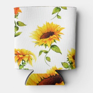 Vintage handgezeichnete Sonnenblume Aquarell Dosenkühler