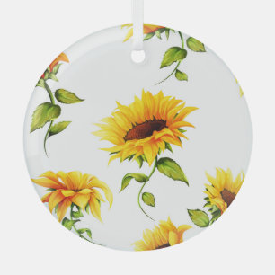 Vintage handgezeichnete Sonnenblume Aquarell Ornament Aus Glas