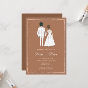Vintage handgezeichnete Terrakotta-Hochzeit Einladung