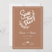 Vintage handgezeichnete Terrakotta-Hochzeit Save The Date (Vorderseite)