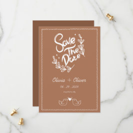 Vintage handgezeichnete Terrakotta-Hochzeit Save The Date
