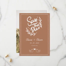 Vintage handgezeichnete Terrakotta-Hochzeit Save The Date