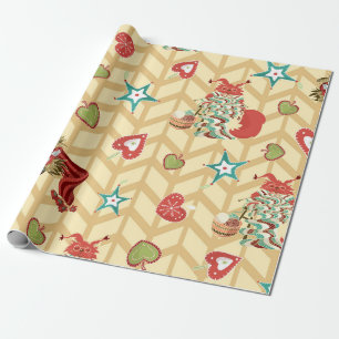 Vintage, handgezeichnete Weihnachtsmustertafel Geschenkpapier