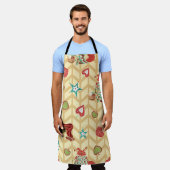 Vintage, handgezeichnete Weihnachtsmustertafel Schürze (Getragen)