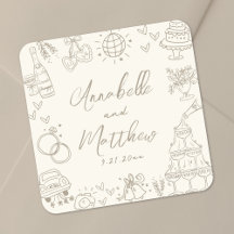 Vintage Handgezeichnete Whimsical Hochzeit