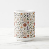 Vintage handgezeichnete Wildblumen-Patchwork-Nahtl Kaffeetasse (Mittel)