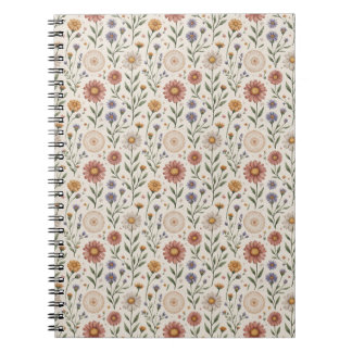 Vintage handgezeichnete Wildblumen-Patchwork-Nahtl Notizblock