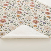 Vintage Handgezeichnete Wildblumen Patchwork Nahtl Sherpadecke (3/4)