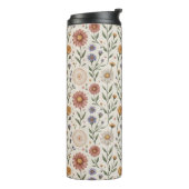 Vintage handgezeichnete Wildblumen-Patchwork-Nahtl Thermosbecher (Nach links gedreht)
