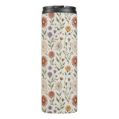 Vintage handgezeichnete Wildblumen-Patchwork-Nahtl Thermosbecher (Rückseite)