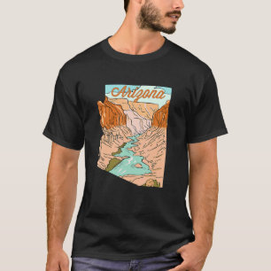 Vintage handgezeichneter Grand Canyon im Bundessta T-Shirt
