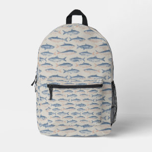 Vintage handgezeichnetes Fisch-Nahtlosmuster Bedruckter Rucksack