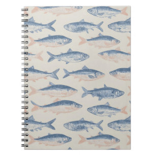 Vintage handgezeichnetes Fisch-Nahtlosmuster Notizblock