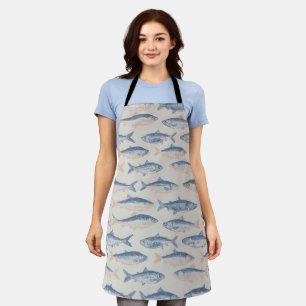Vintage handgezeichnetes Fisch-Nahtlosmuster Schürze