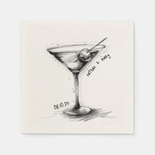 Vintage Handgezeichnetes Martini-Glas Klassische H Serviette