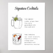 Vintage handgezogene Cocktails Zeichen Poster (Vorne)