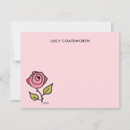 Vintage handIllustrierte Boho Soft Rose Rosa Mitteilungskarte