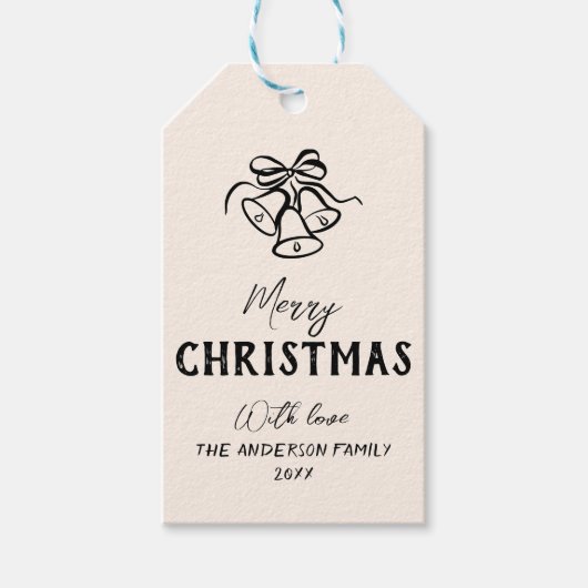 Vintage Handklingglocken Grenz Foto Weihnachten Geschenkanhänger (Vorderseite)