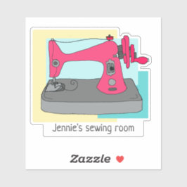 Vintage Handkurbel-Nähmaschine und Ihr Name Aufkleber