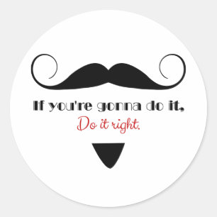 Vintage Handlebar Mustache Masculine Stache Runder Aufkleber