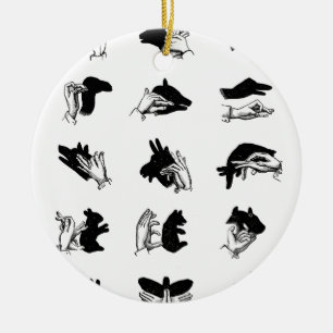 Vintage Handpuppen-Schatten-Spiele Keramikornament