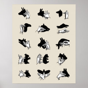 Vintage Handpuppen-Schatten-Spiele Poster