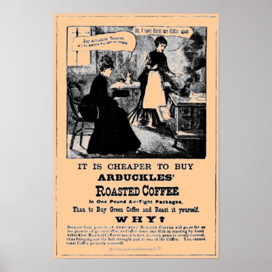 Vintage Handrechnung für ARBUCKLES' geröstete Kaff Poster (Vorne)