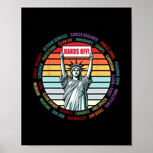 Vintage Hands Off Protest Anti Trump  Poster (Vorne)