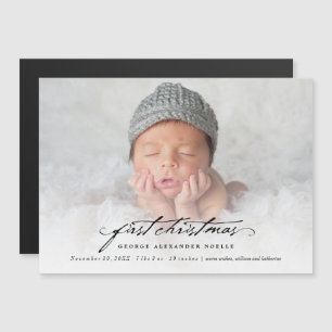 Vintage-Handschrift-Baby-1.-Weihnachts-Fotokarte Magnetkarte