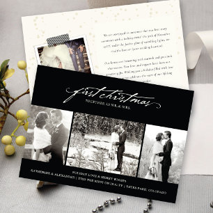 Vintage Handschrift Erste Weihnachtsfeier Foto Hoc Feiertagskarte